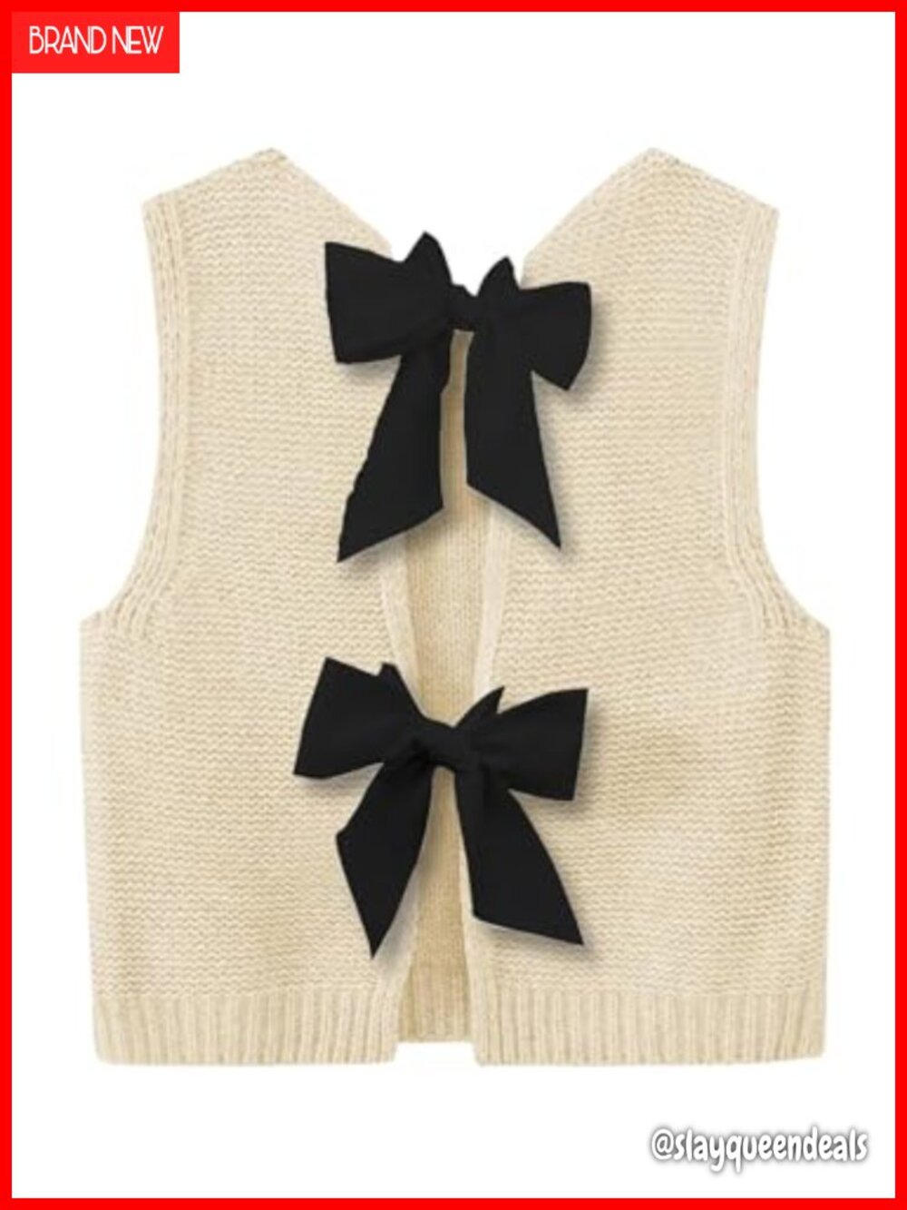Women's Cropped Sweater Vest Tie Back Sleeveless Knit Tank Top Casual